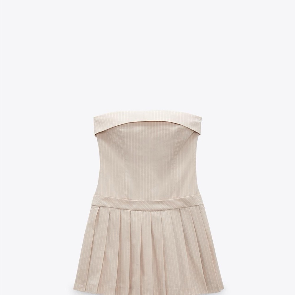 Zara Cream Strapless Mini Dress